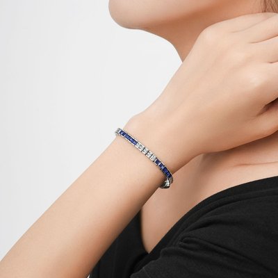 CZ Tennis Bracelet Color Block - Sapphire