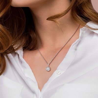 Halo Pendant (7/8ct) - Sterling Silver