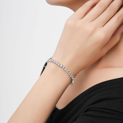 CZ Tennis Bracelet Bolo Adjustable - 14K White Gold