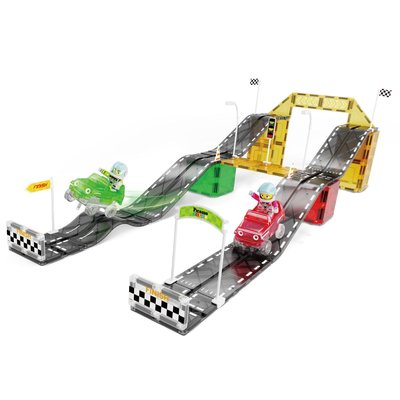 Magnetic Tile Set - 62 Piece Race Car Track Slide