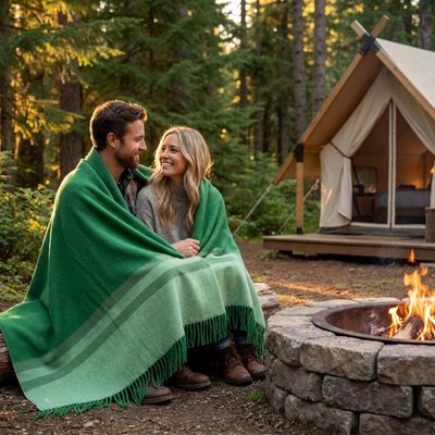 Glamper Throw - Bottle Green/Pistachio/Evergreen