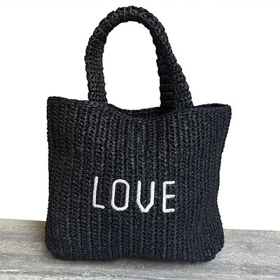 Crochet Tote - Love - Black
