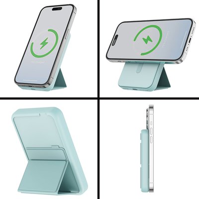 Magnetic Wireless Power Bank with Stand - Green