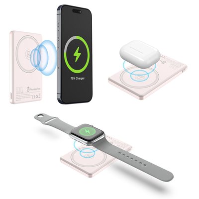 Magnetic Wireless Power Bank - 11 Color Options - Pink