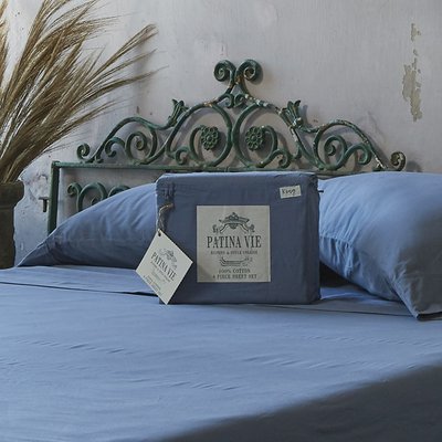 Queen Cotton Sheet Set - Vintage Indigo