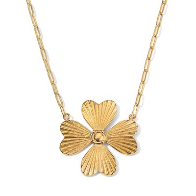 Fluted 18” Four Leaf Clover Necklace