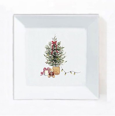 Square Porcelain Tray - Tree