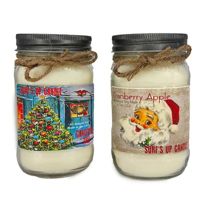  16-Ounce Mason Jar Candles - Christmas Tree & Cranberry Apple