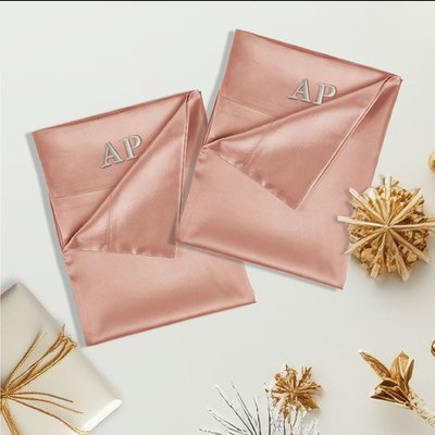 Monogrammed Satin Pillowcases (Set of 2) - Soft Rose