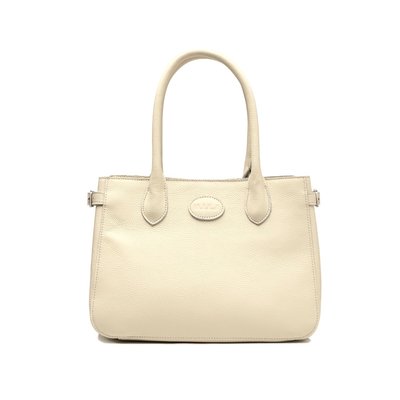 Leather Handbag - Cream