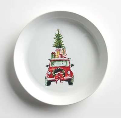 Round Porcelain Tray - Red Car