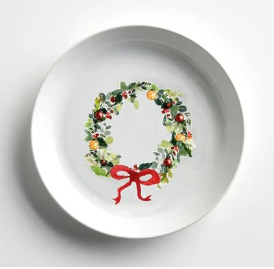 Round Porcelain Tray - Wreath