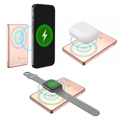 Magnetic Wireless Power Bank - 11 Color Options - Rose Gold