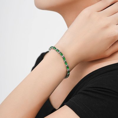 CZ Tennis Bracelet Oval Shape - Emerald