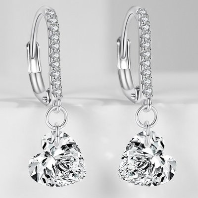 Gilded Charm Heart Drop Earrings - Platinum