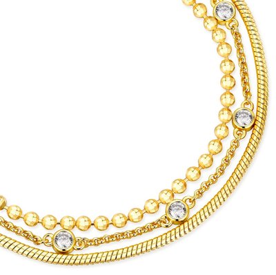 Triple-Strand Mixed Texture Bezel Bracelet