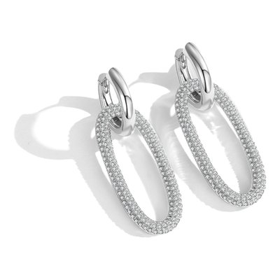 Lustrous Elegance Oval Drop Earrings - 2 Color Options - Platinum