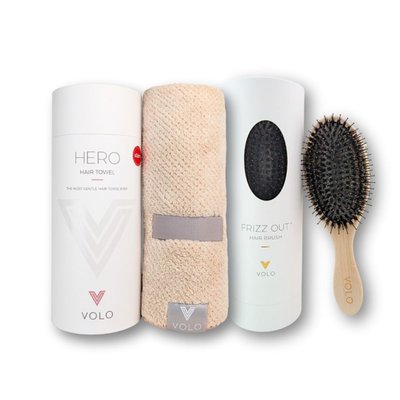 Hero Hair Towel & Frizz Out Hair Brush Duo - Latte