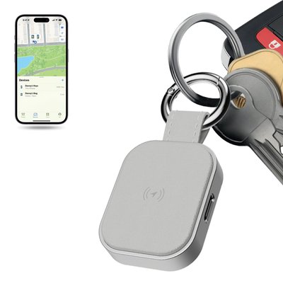 Leather Tag Tracker - Grey