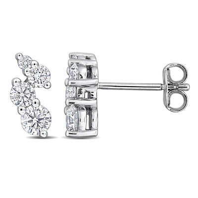 Graduated Stud Earrings (3/4ct) - Sterling Silver