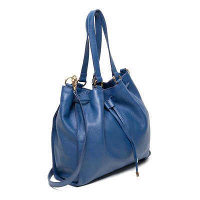 Leather Drawstring Handbag - Royal Blue