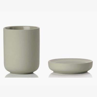UME Tooth Brush Mug & Soap Dish Set - Eucalyptus Green
