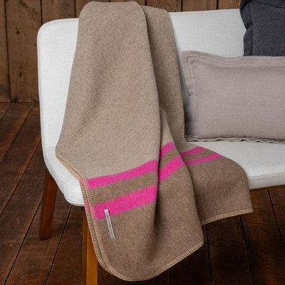 Field Blanket - Light Taupe/Tobacco/Shocking Pink