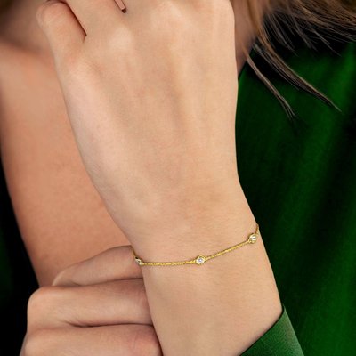 Station Bracelet (3/4ct) - Yellow Plated