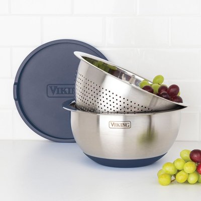 Stainless Steel Bowl & Lid (9 Piece Set) - Slate Blue