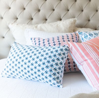 Rectangle Pillow Cover - Blue/Green Geo Pattern