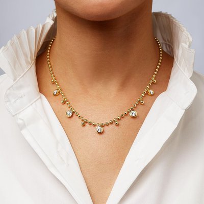 Dangling Bezel Ball Chain Necklace - 2 Color Options