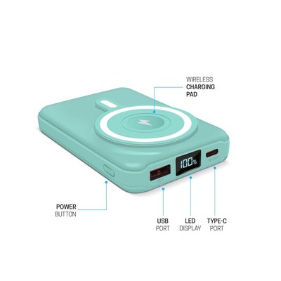 Wireless Charging Battery & Stand - Mint