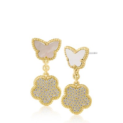 Pave Butterfly Clover Earrings - 2 Color Options