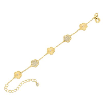 Pave Etched Clover Charm Bracelet - 2 Color Options