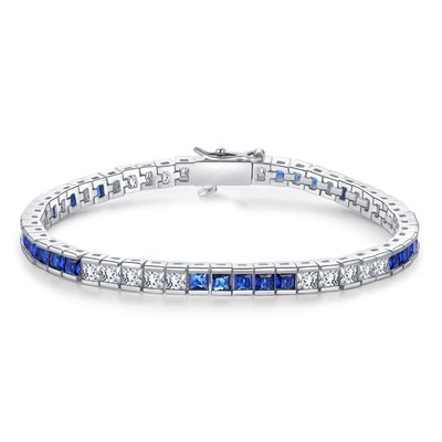 CZ Tennis Bracelet Color Block - Sapphire