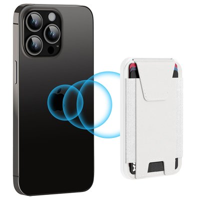 Leather Magnetic Wallet/Tracker/Stand - White