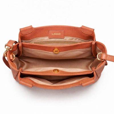 Shoulder & Cross Body Leather Tote - Coral