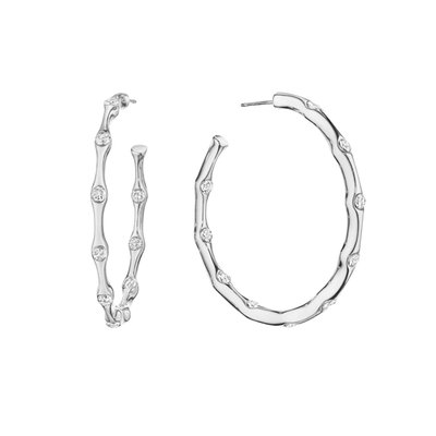 Sparkle Hoop Earrings - White Gold