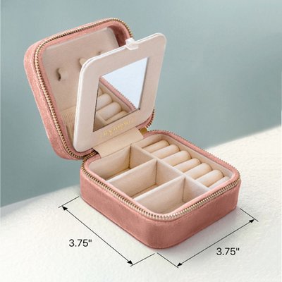 Plush Velvet Travel Jewelry Box - Dusty Pink