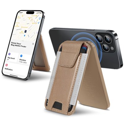 Leather Magnetic Wallet/Tracker/Stand - Gold