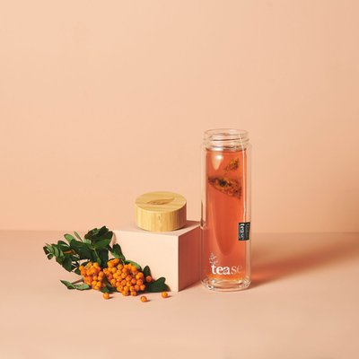 3 in 1 Sustainable Glass and Bamboo Tea Tumbler - Cinnamon