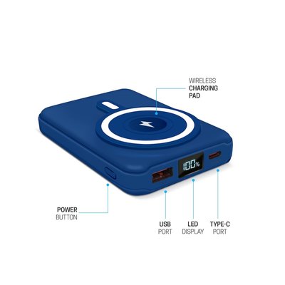 Wireless Charging Battery & Stand - Navy