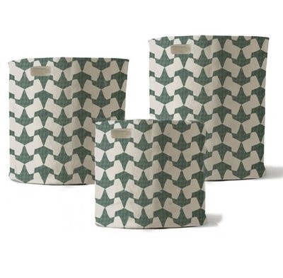 Canvas Bins (Set of 3) - Emerald Green Modern