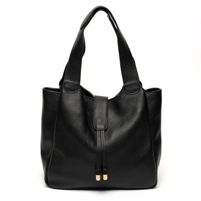 Shoulder & Cross Body Leather Tote - Black