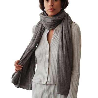 Rib Blanket Scarf - Charcoal Grey