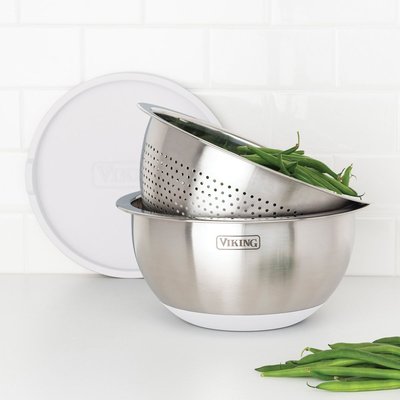 Stainless Steel Bowl & Lid (9-Piece Set) - Frost White
