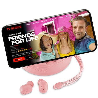 2 -1 Wireless Speaker & Earbuds - Pink