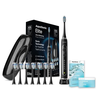 Electric Toothbrush & Whitening Strips Bundle - Black