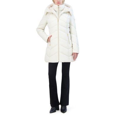 Quilted Puffer With Attached Zip Vestee  - Cream