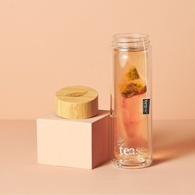 3 in 1 Sustainable Glass and Bamboo Tea Tumbler - Bluebell